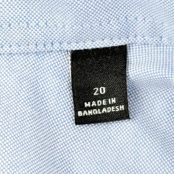 Van Heusen Men's Short Sleeve Regular Fit Wrinkle-Free Blue Shirt Size 20 NWOT - Picture 7 of 9